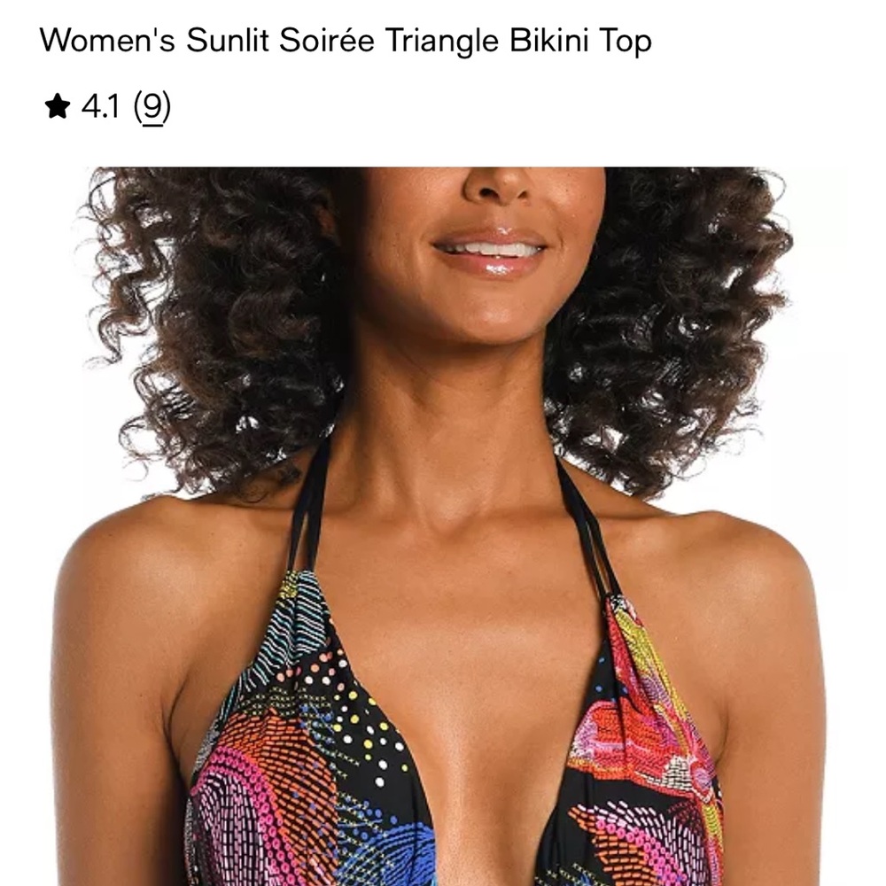 La Blanca Black Multi Halter Triangle Bikini Top